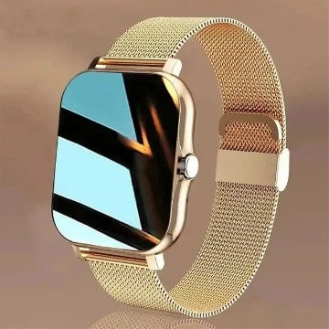 montre connectée multifonction avec écran tactile HD et  bracelet en or